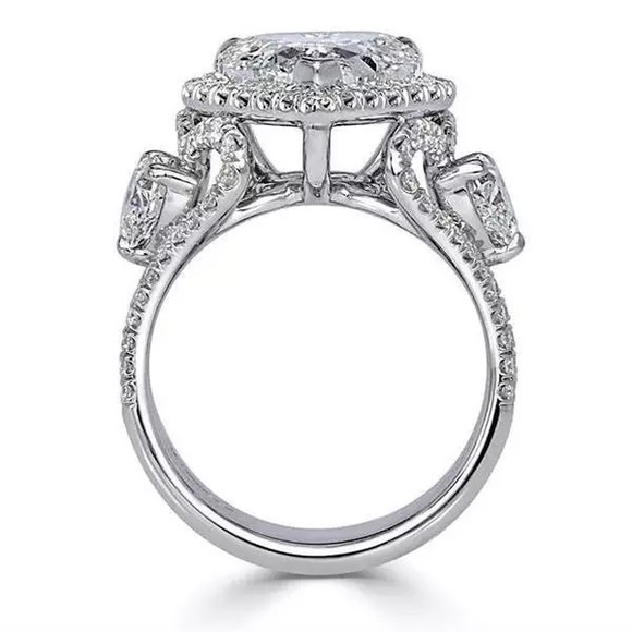 New 925 Luxury Sweet Heart Diamond Bridal Ring - Picture 5 of 5